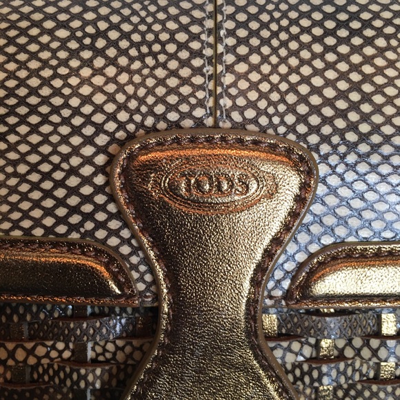 Tod’s Handbag Woven Leather Bronze Beige Small EUC - Picture 5 of 13